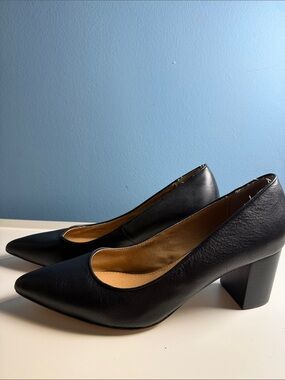 Corso Como Black Pointed Block Heel Pumps